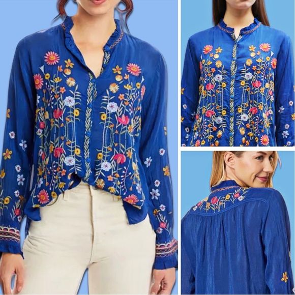 NWT Johnny Was Lolanda Embroidered Button Front Shirt - Picture 6 of 16